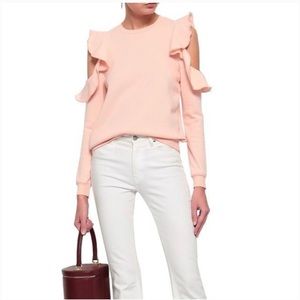 Rebecca Minkoff Cold Shoulder Ruffle Sweater, Pink